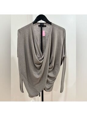 311. All Saints Gray Draped Sweater